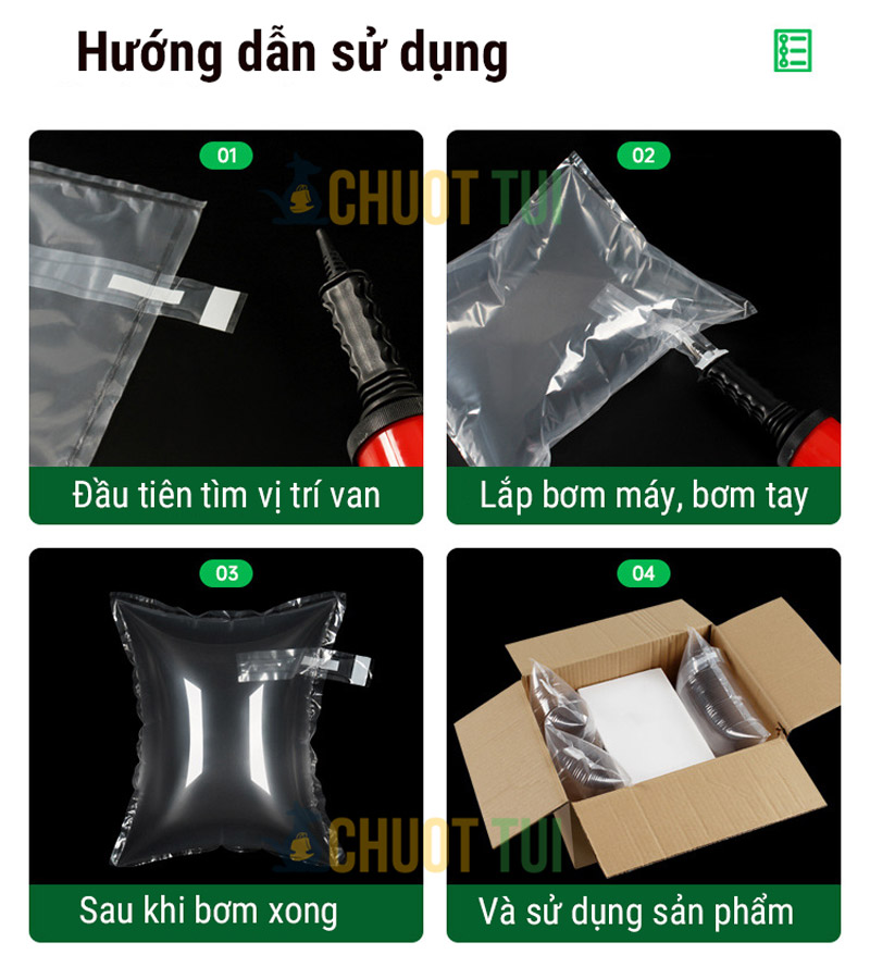 Túi hơi đệm khí chống sốc, chèn lót hàng hóa, balo túi xách, giày dép